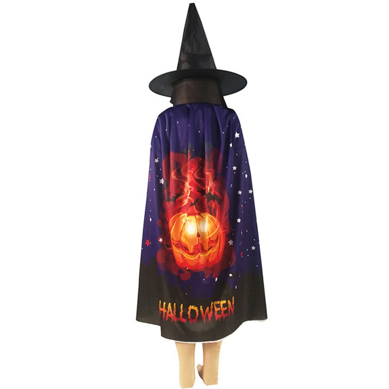 Halloween Props Cloak Cosplay Masquerade Print Pattern Bat Pumpkin Cloak Death Cloak Long Print Streetwear: pumpkin