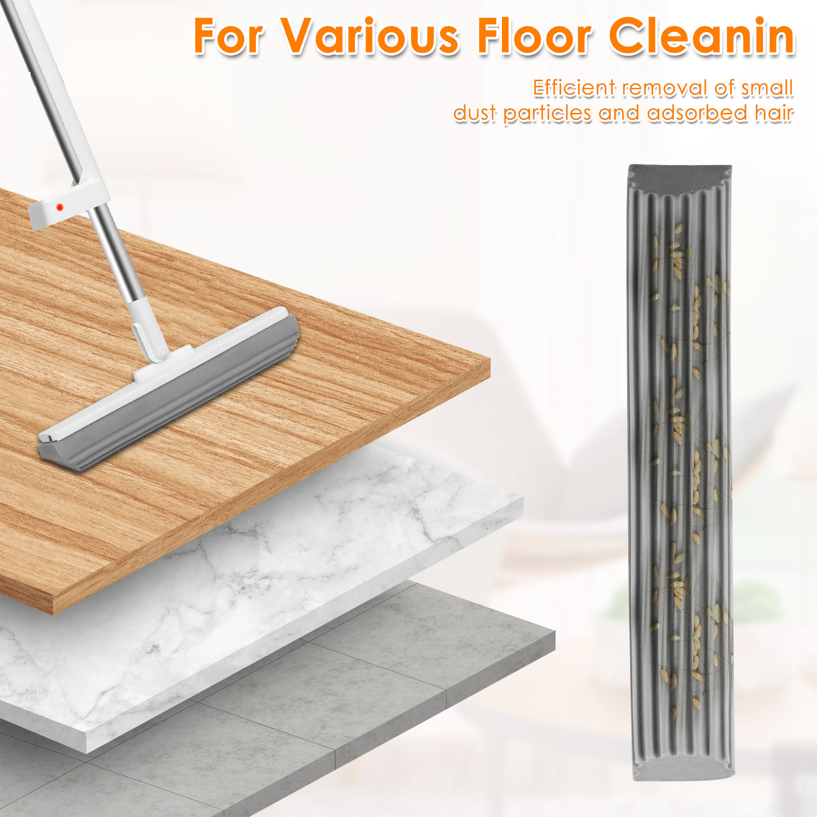 Knijpmop Zelflozende sponsmop met 2 stuks sponskop Handvrije magische zelfreinigende platte mop Huishoudelijke vloerreinigingsgereedschap