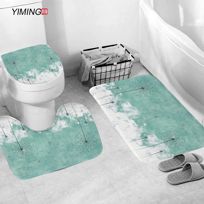 YIMING 3pcs Bath Mat Set Simple Northern European-Style Chandelier Printed Bathroom Anti-Slip Carpet Home Decoration Bath Mat: D