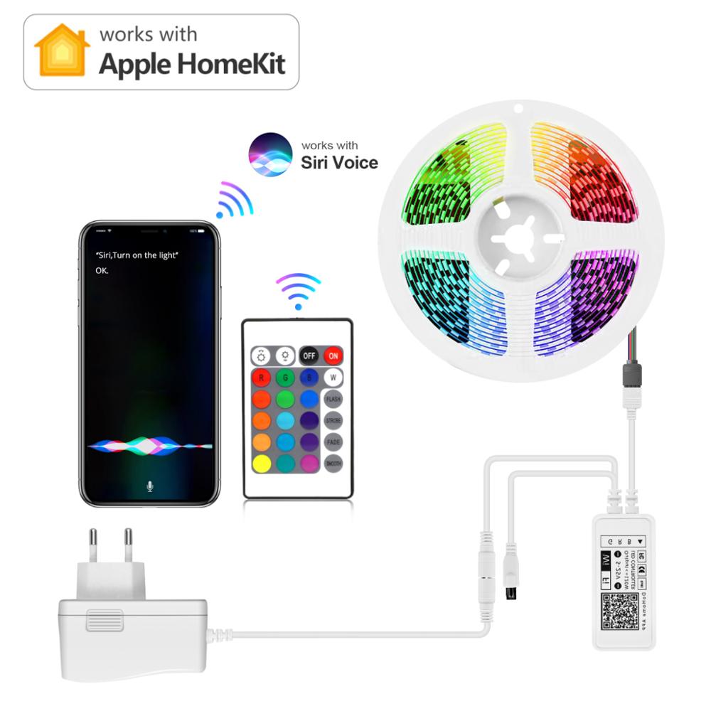Til apple alexa google home homekit smart life led strip lys fjernbetjening siri stemme dæmpbar kontrol wifi rgb smartlife smart lampe