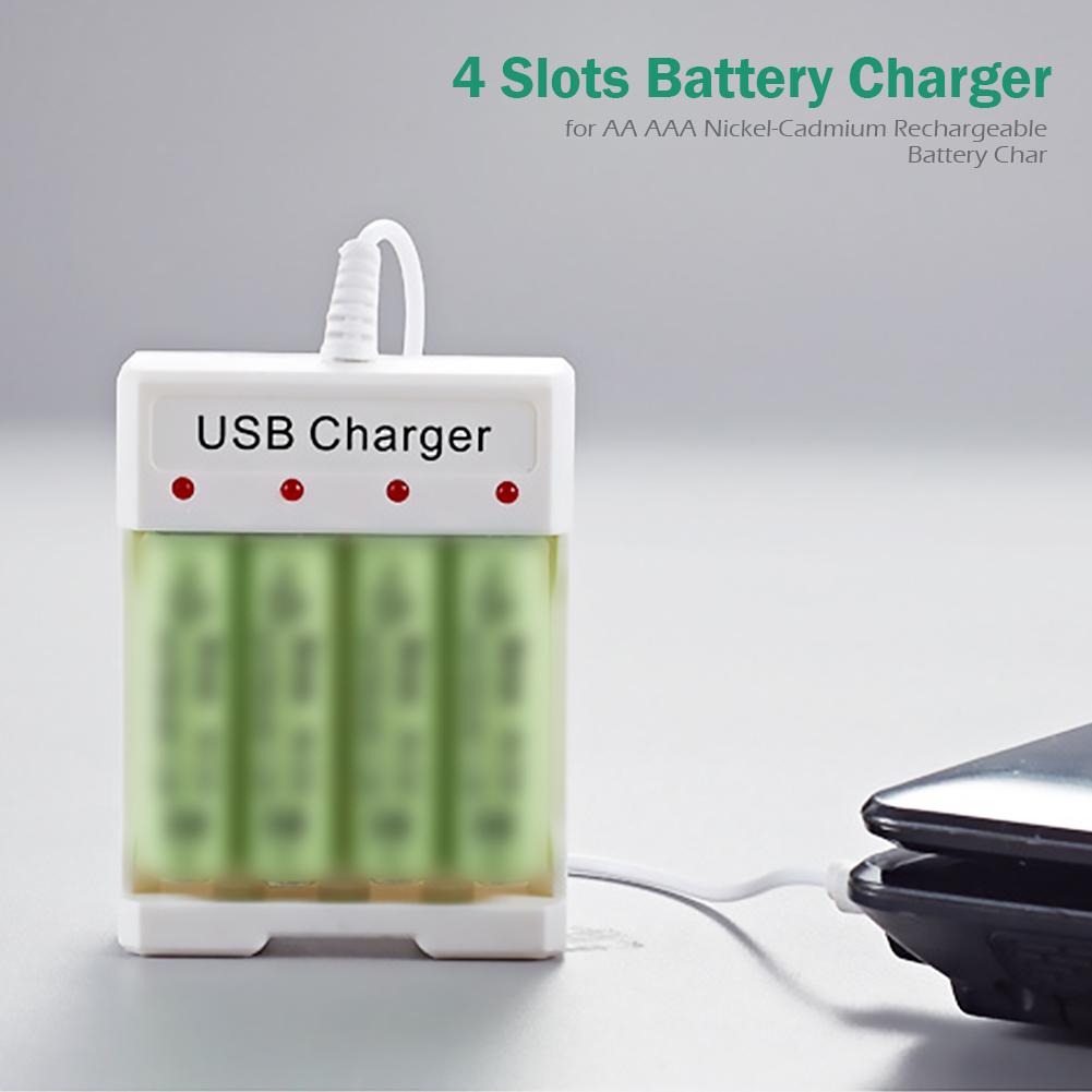 5V 4 Slots Electric Fast Battery Charger Wear Resistance Light Weight Safety AA AAA Rechargeable DC Portable Battery Charger