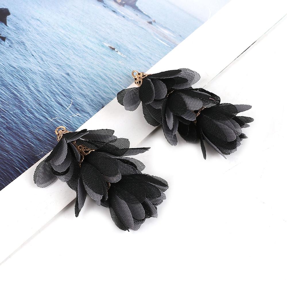 2 pçs três camadas borlas brincos encantos pingentes pendurado pico para diy jóias fazendo descobertas franja acessórios de roupas: Black