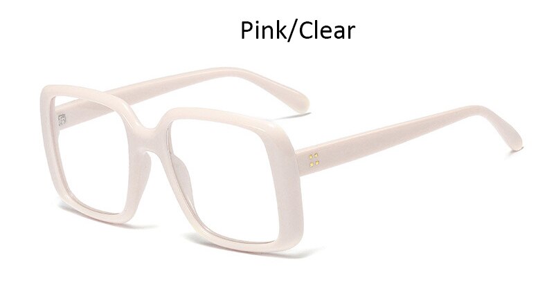 Naisten silmälasien kehys neliömäiset lasit läpinäkyvät optiikka naiselliset lasit ylisuuret naisten silmälasien kehys: Vaaleanpunainen kirkas
