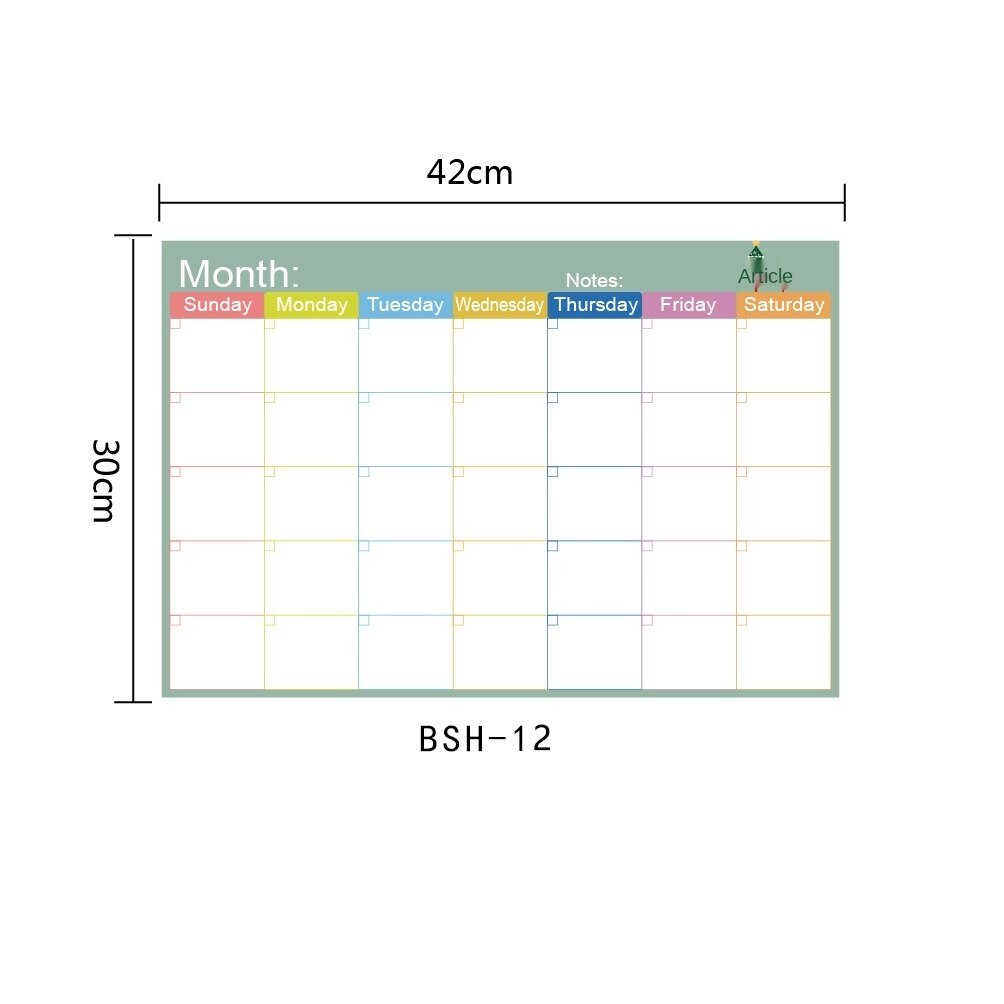 Whiteboard Size Monthly And Weekly Schedule Dry Wipe Magnetic Refrigerator Calendar Message Post Whiteboard Fridge Magnet: Bsh12
