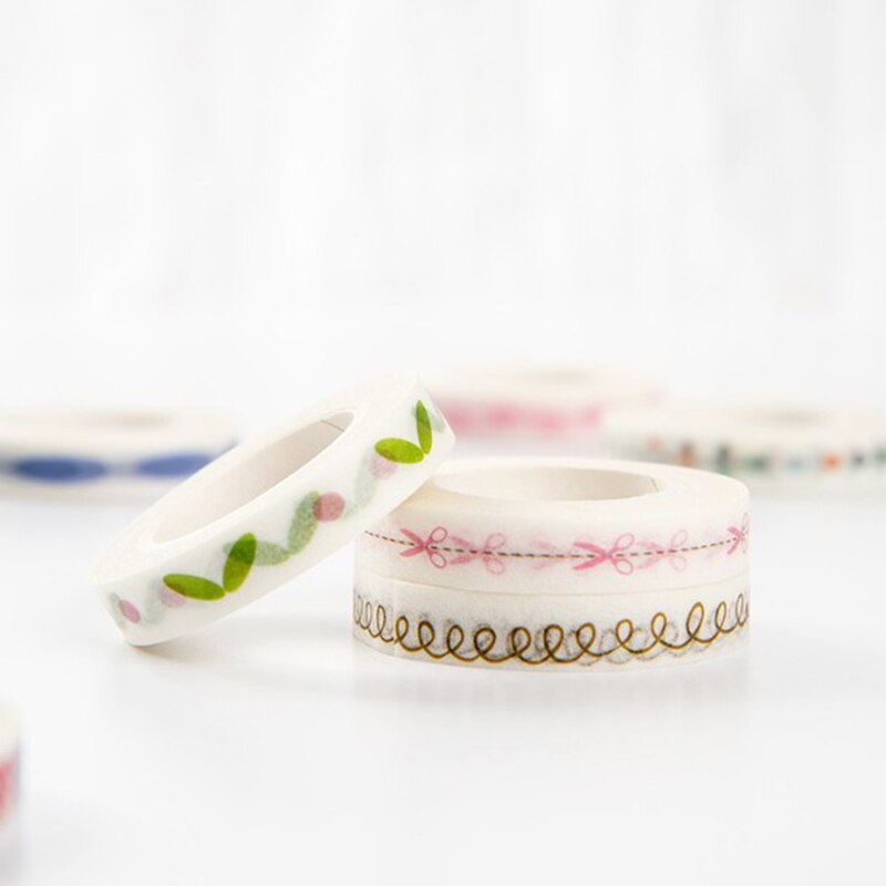 1pcs 10m*7mm Love And Leaves Scrapebooking Diy Sticker Decorative Masking Tape Paper Material Escolar Album Washi Tape