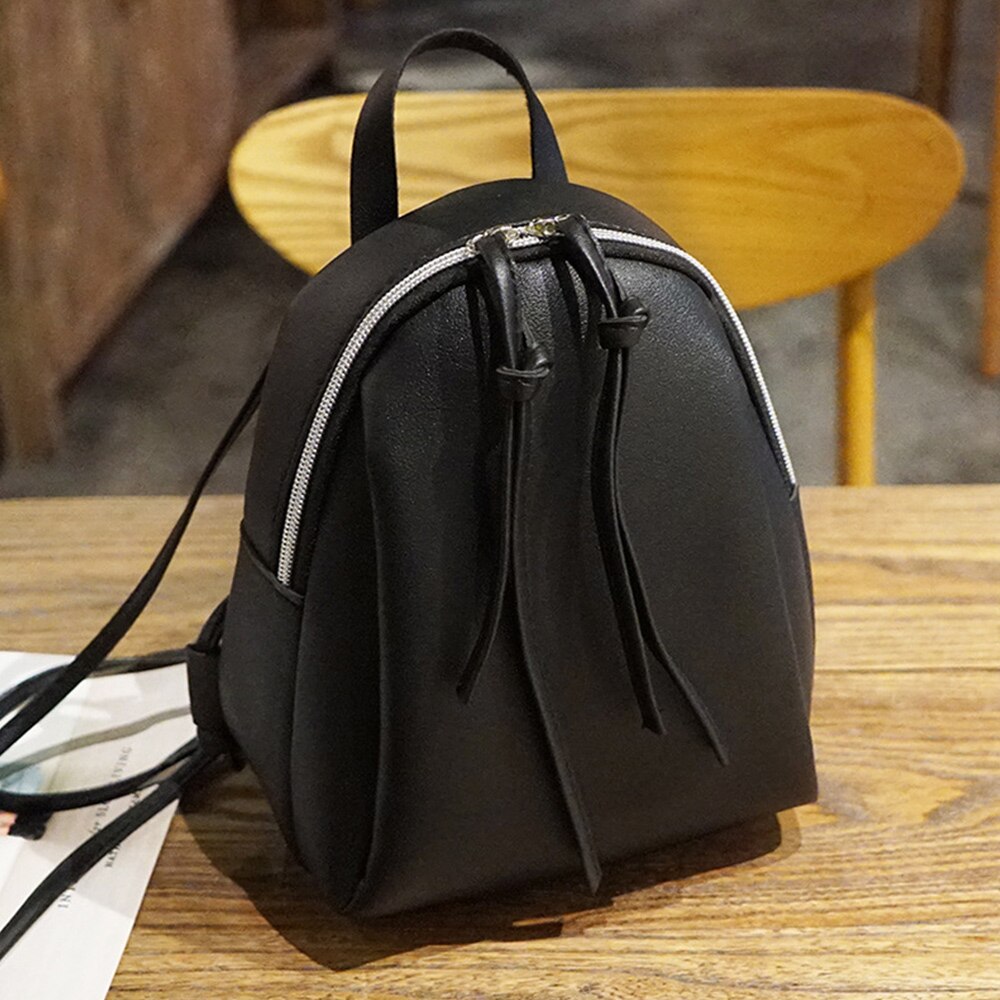 Women's Backpack PU Leather Travel Shoulder Bag Mini Shoulder Bag Girl Multifunctional Small School Backpack For Women: B black