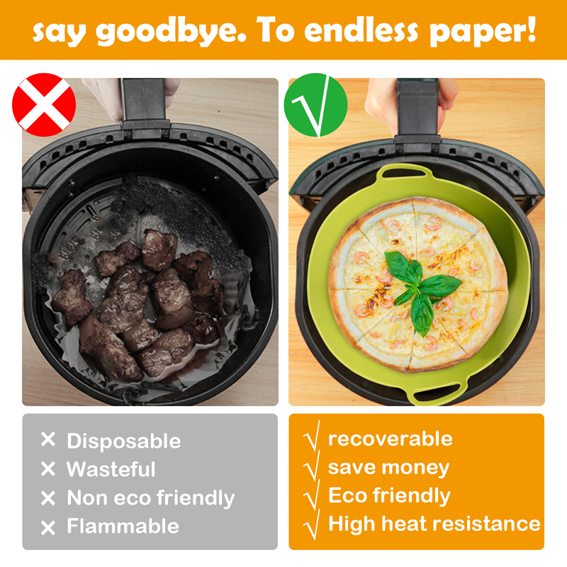 Nuovo cestino in silicone per friggitrice ad aria Vassoio rotondo in silicone per friggitrice ad aria Fodera facile da pulire Piastra per Pizza griglia padella stuoia Accessori per friggitrice ad aria