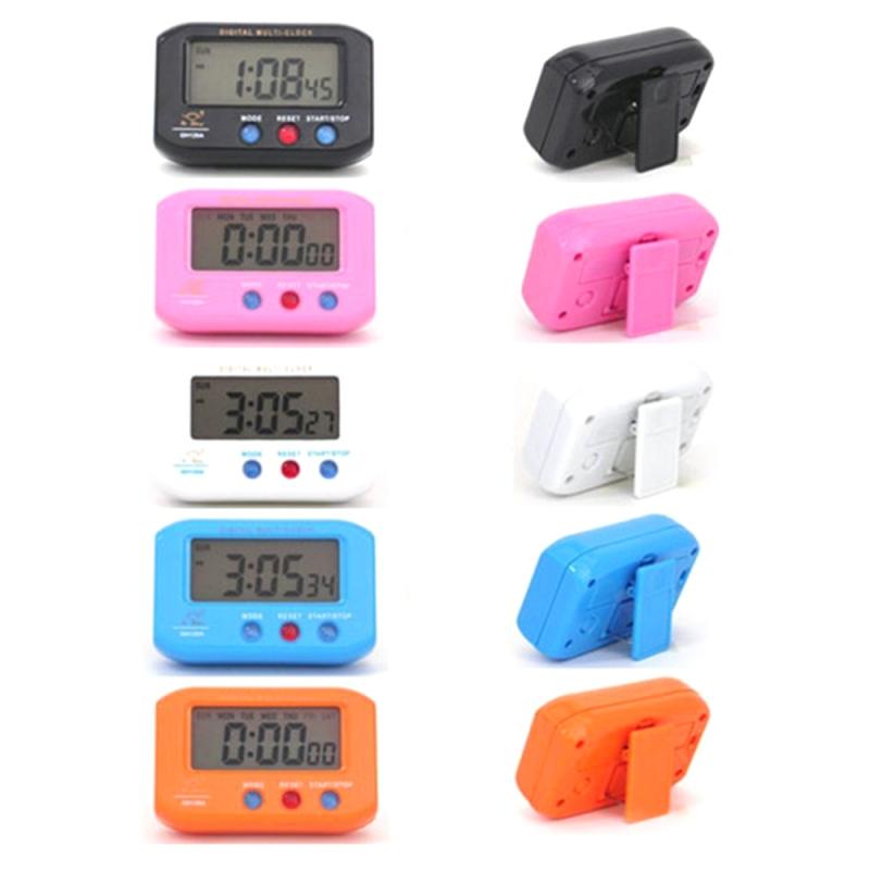 Portable Electronic Desk Clock Digital Electronic Alarm LCD Screen Data Time Calendar Small Table Clock With Snooze Backlight