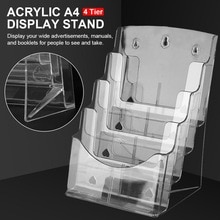 9 inch Wide A4 file display-Pocket Booklet and Brochure Holder - Clear Acrylic Organizer - 4 Tier