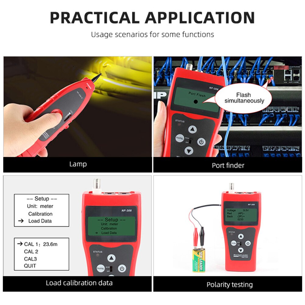 NF-308 Measure Network LAN Cable Length Cable Continuity Test Wire Tracker RJ45 RJ11 Ethernet Cable Tester