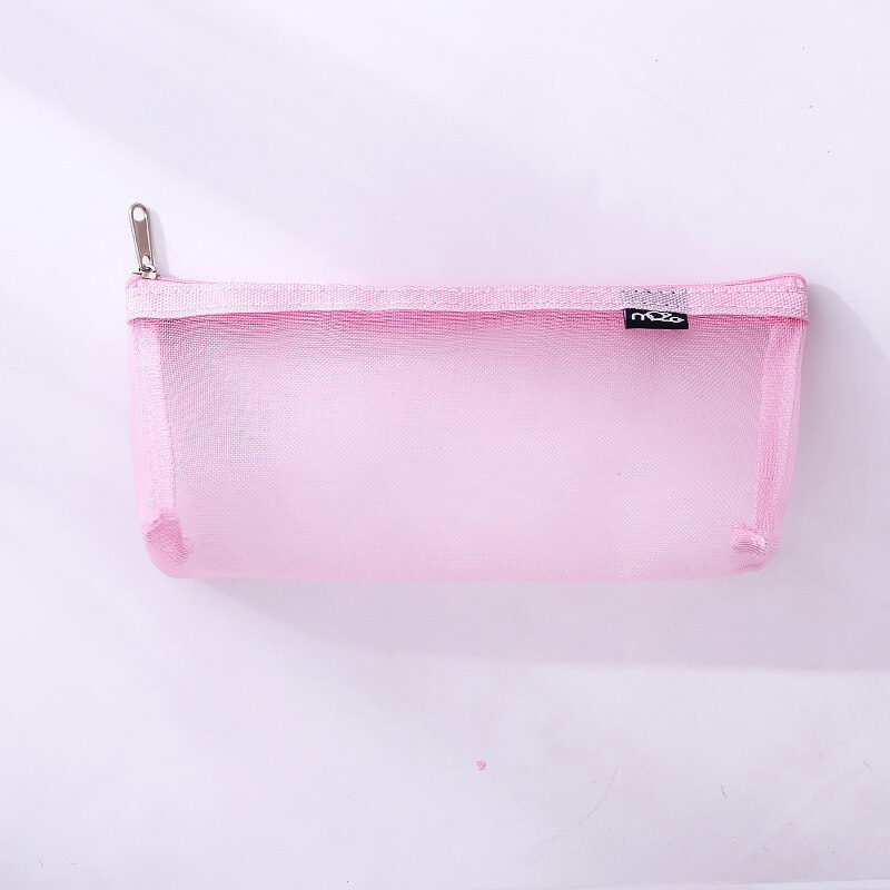 Simple Transparent Mesh Pencil Case Office Student Pencil Cases Nylon Kalem Kutusu School Supplies Pen Box Astuccio Scuola