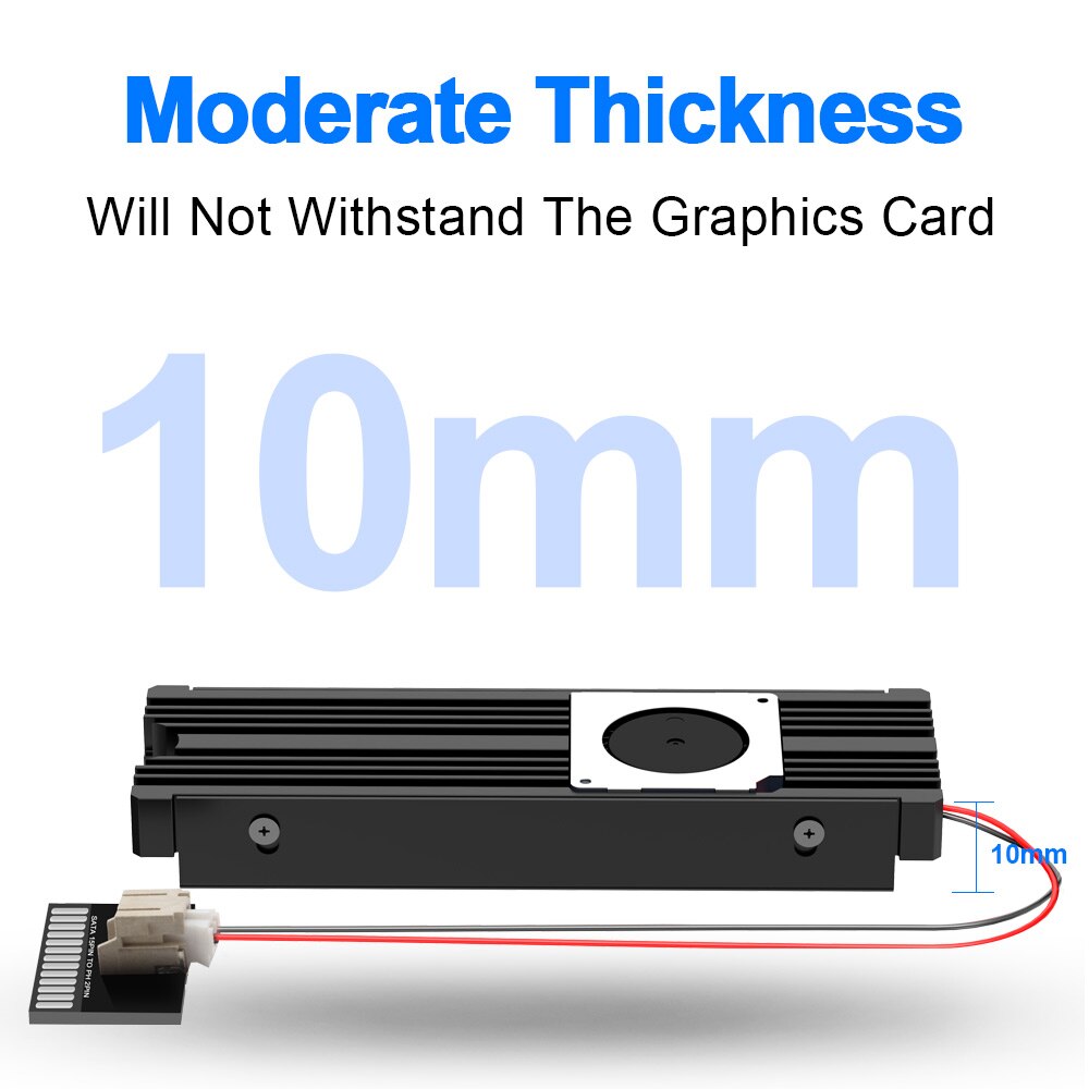 Rocketek M.2 Solid State Hard Disk Fan Heatsink Heat Radiator Cooling Silicon Therma Pads Cooler for M2 NVME SATA 2280 PCIE SSD