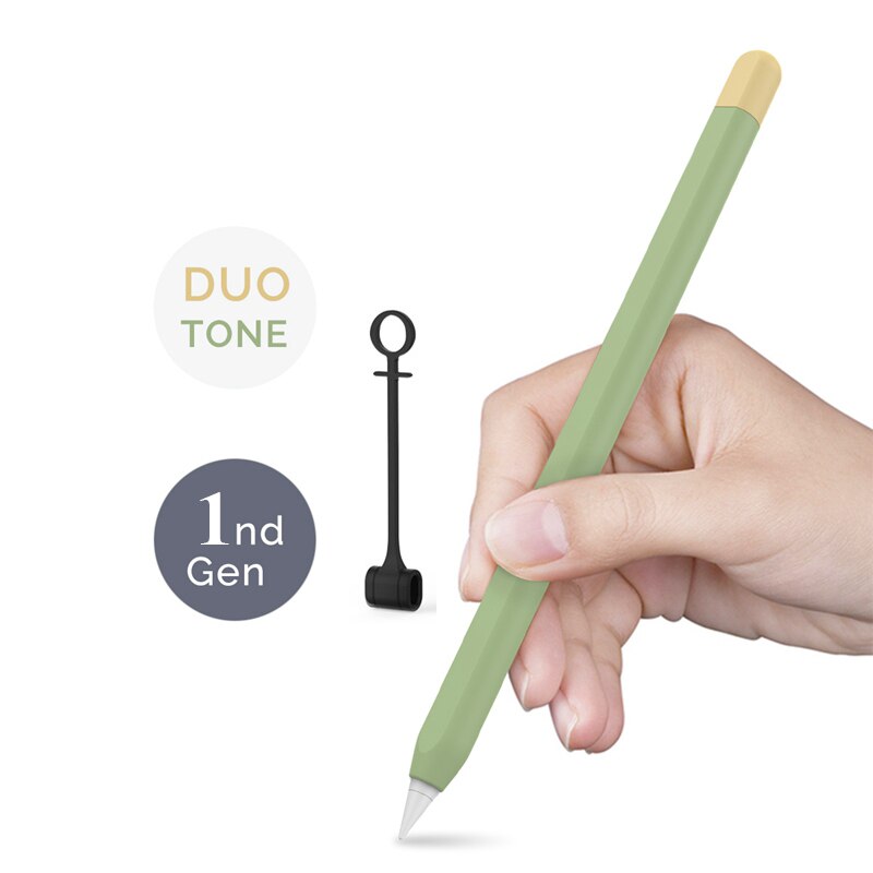 Manchon de protection Ultra-fin en Silicone pour Apple Pencil, 1ère génération, avec capuchon de stylo: Green yellow