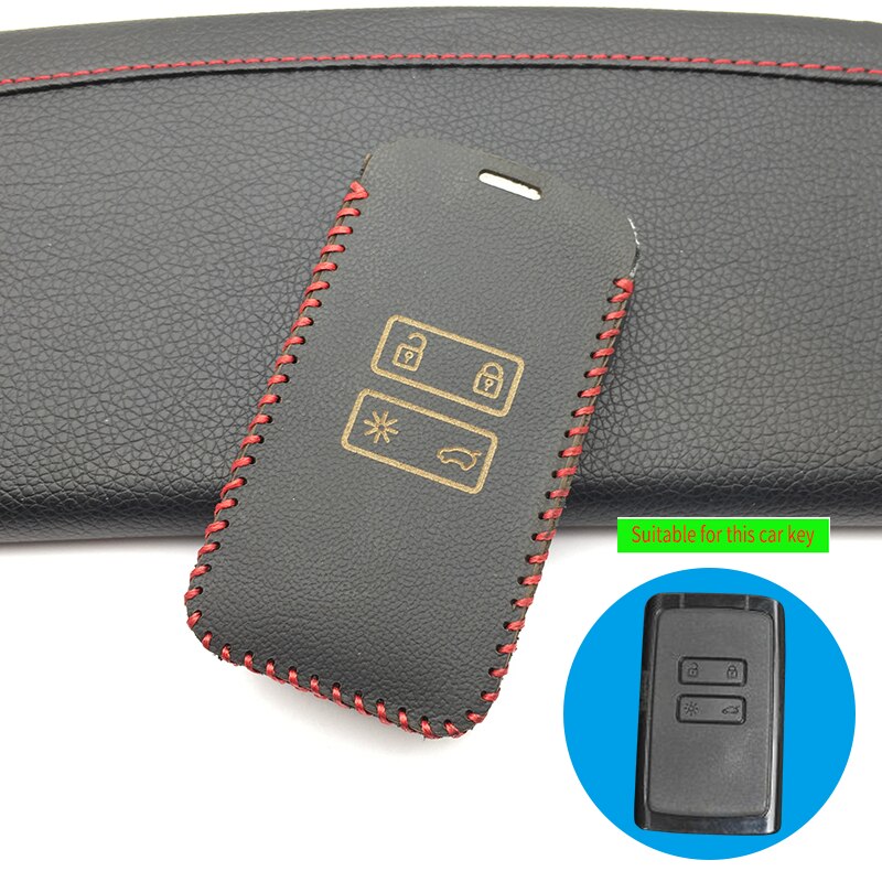 Lederen Auto Key Case Protector Shield Cover Keyless Entry Remote Fob Voor Renault Koleos Megane