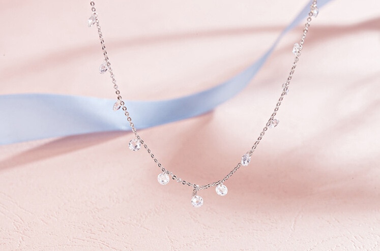 925 argent sterling zircon gland colliers et pendentifs pour les femmes long déclaration collier sterling-argent-bijoux