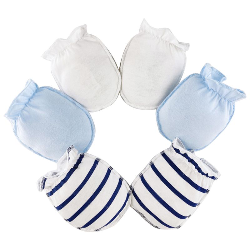 3 accoppiamenti Del Bambino Anti Graffi Morbido Puro Guanti di Cotone Neonato Paramani Mittens A2UB: E