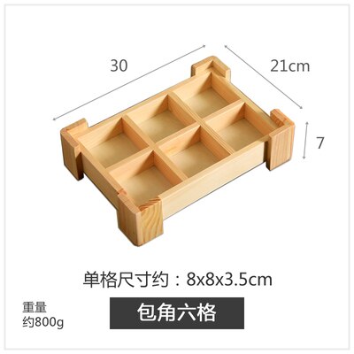 Plato de cocina de madera estilo japonés Sashimi, caja de madera, rejilla múltiple, sushi, postre, plato de comedor japonés y coreano: 08