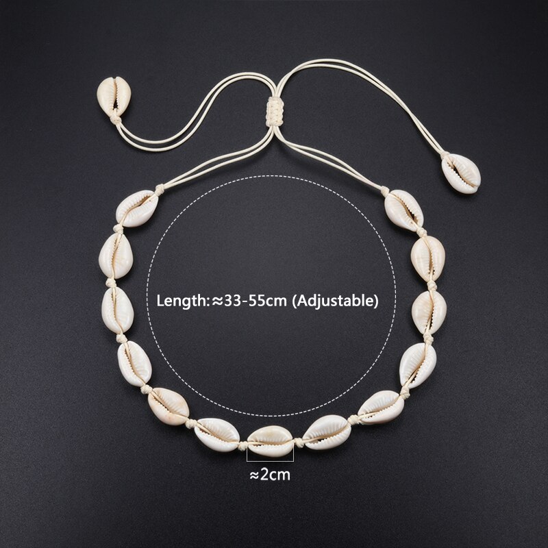 Natural Cowrie Shell Bracelet Necklace Set For Women Handmade Woven Boho Hawaii Beach Shell Adjustable Choker Girl Festival
