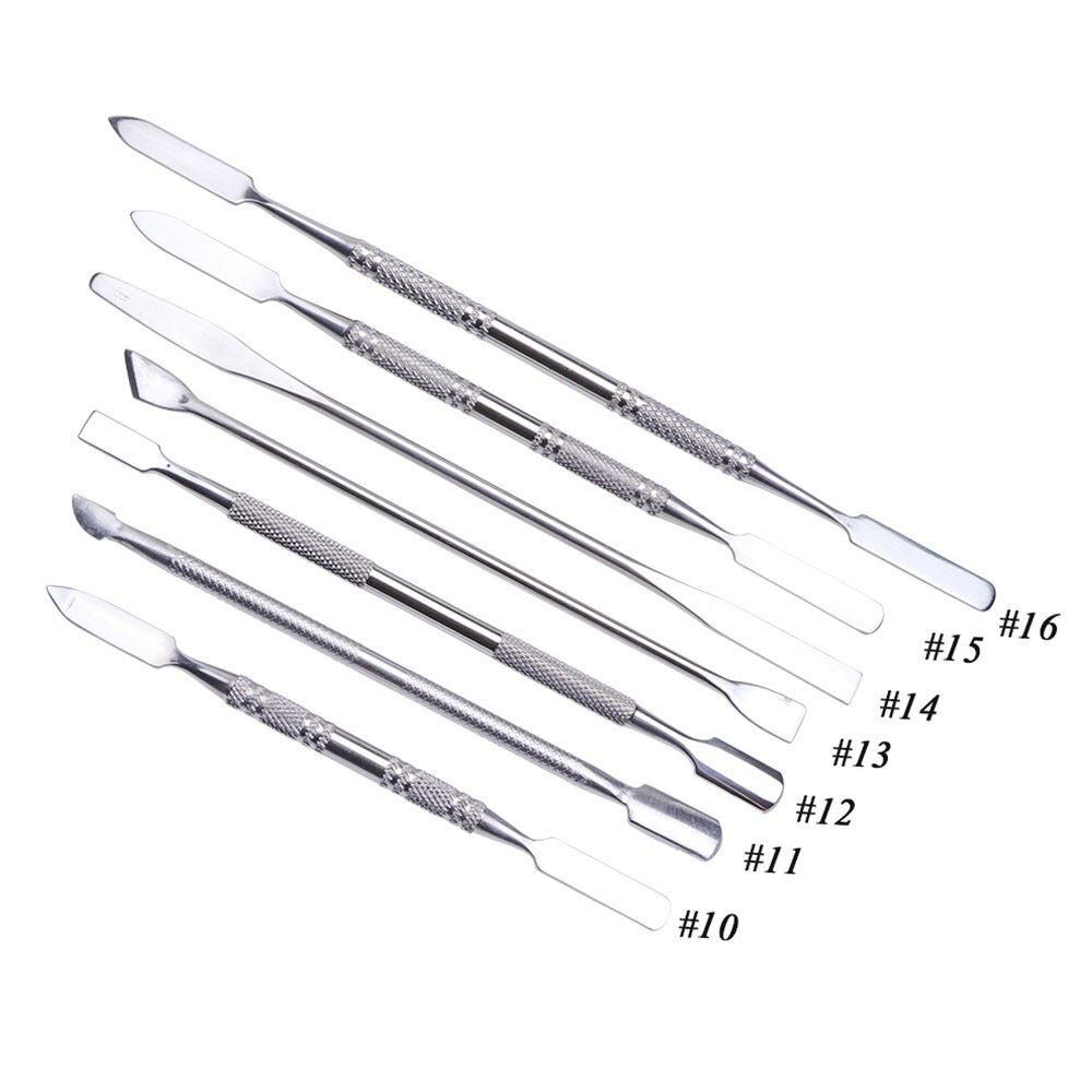 7 Types Stainless Cuticle Pusher Nail Art Stirring Polish Powder Blend Spatulas Tone Rods Manicure Remover Makeup Tools