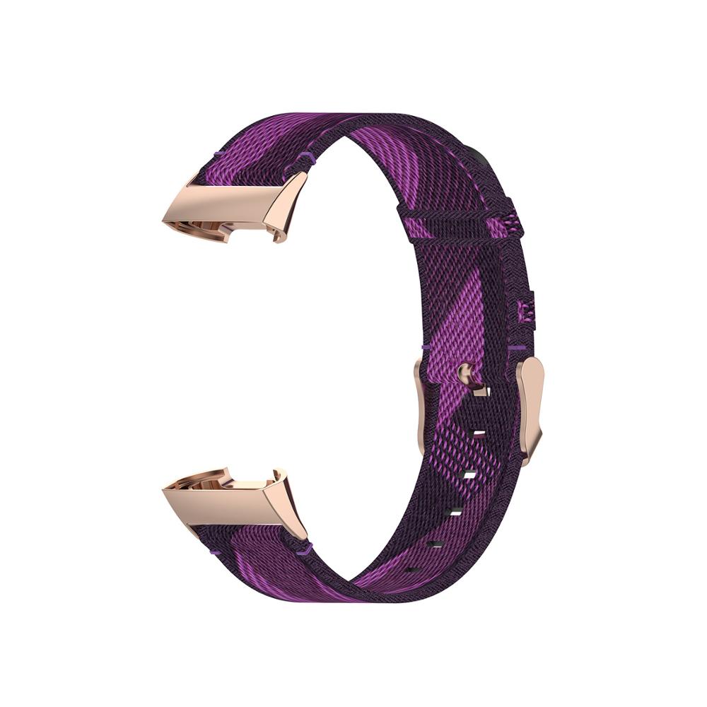 Sport Nylon Strap for Fitbit Charge 4 Band Soft Canvas Woven Watch Accessories Replacement Bracelet for Fitbit Charge 3 Bands: Purple Striped
