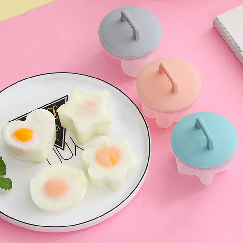 4 stks/partij Plastic Ei Stroper Pocheren Pods Egg Mold Kom Ringen Cooker Boiler Cuit Keuken Koken Gereedschap Pannenkoek Maker Met deksel
