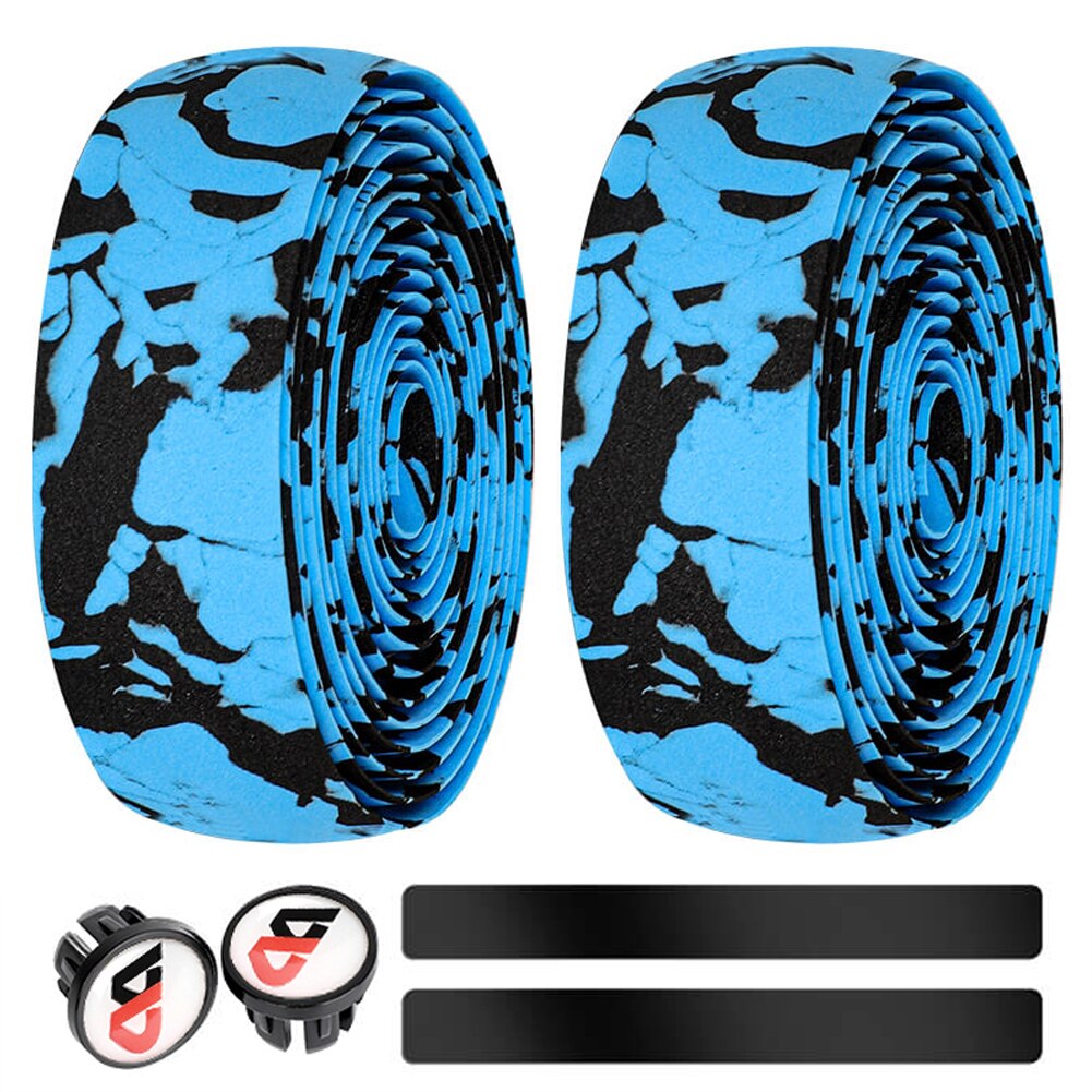 Cinta de goma EVA para manillar de bicicleta de montaña, resistente al desgaste, antideslizante, engranaje fijo, cubierta de volante, accesorios de ciclismo: Blue Black