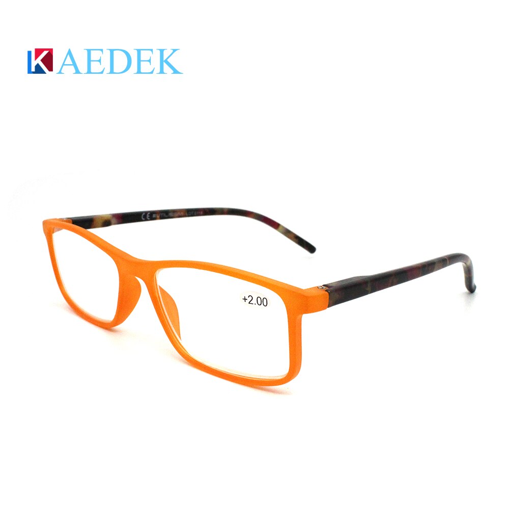 Kaedek heren dames leesbrillen verziendheidsbrillen voor hyperopie met veerscharnier brillen punten +1+1.5+2.0: +100 / Kr1531 sinaasappels