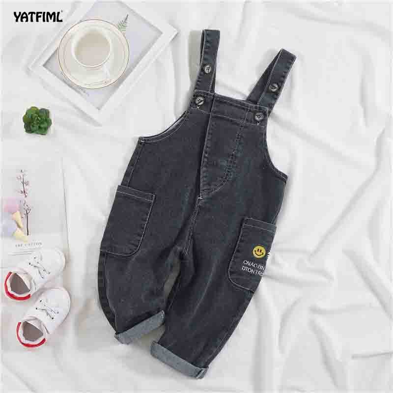 YATFIML Del Bambino Delle Ragazze Dei Ragazzi Dei Jeans Tute E Salopette Bambino Del Bambino Dei Bambini Del Denim Body E Pagliaccetti Sorriso Simpatico Fumetto Bebe Tuta Bambini Pantaloni Lunghi Vestiti: black / 3T