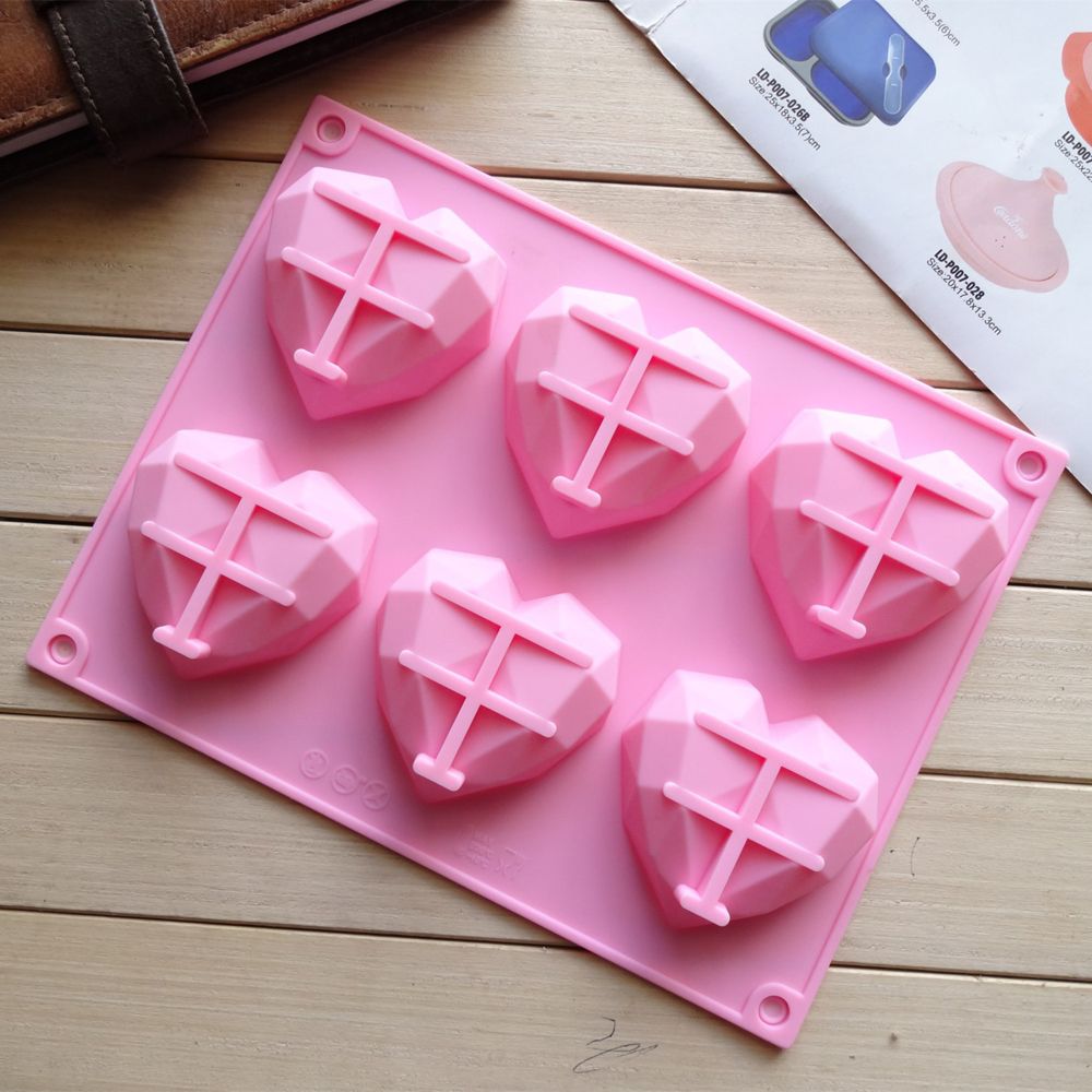 1 pièces Silicone Fondant moule coeur diamant gâteau chocolat moule Non toxique ustensiles de cuisson forme bricolage savon pâtisserie outils accessoires de cuisine