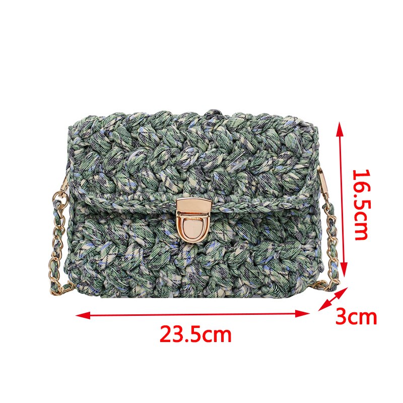 Mode Katoen Geweven Vrouwen Schoudertas Gehaakte Hand Geweven Vrouwen Messenger Bag Keten Vrouwen Tassen Dames Handtassen vrouwelijke Clutch