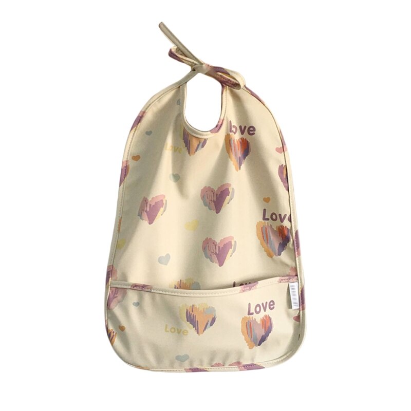 Bavaglino impermeabile stampato a cartone animato con tasca grembiule da bambino grembiule panno Burp: Color love