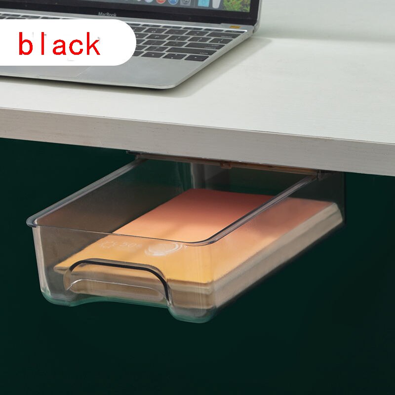 Drawer box under desk, organizing box, dorm desk small invisible drawer box,Office Stationery Organizer: black