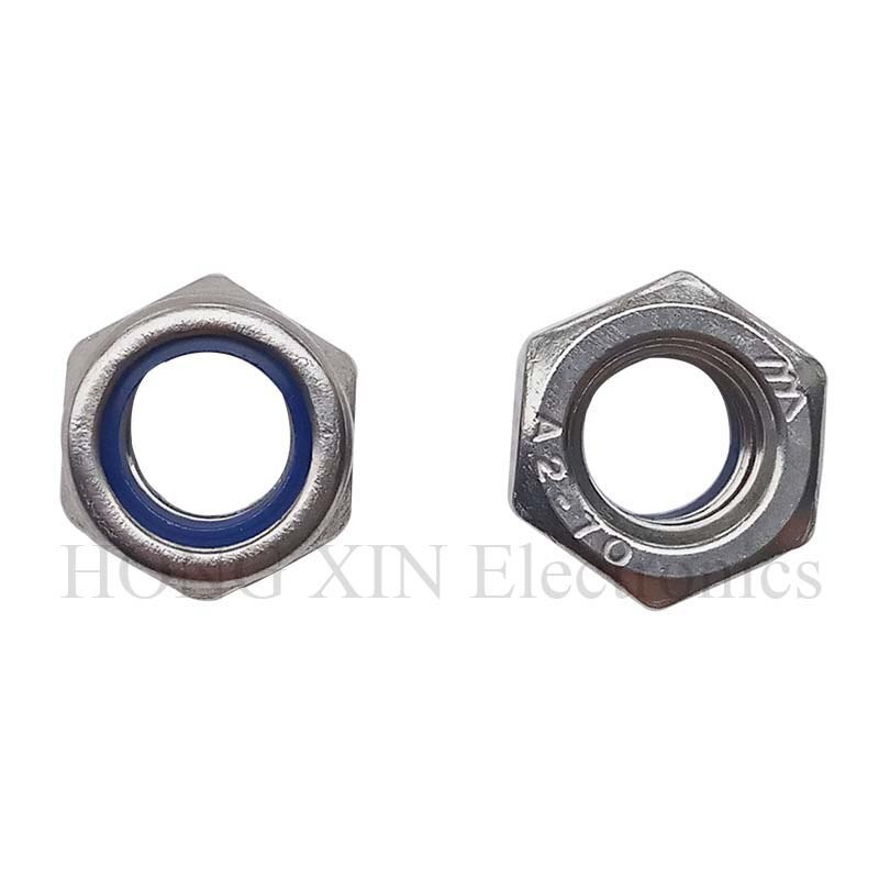Tuerca de seguridad autoblocante de acero inoxidable, Kit surtido de tuercas hexagonales de nailon, m3 m4 m5 m6 m8 m10 m12, 164 Uds.