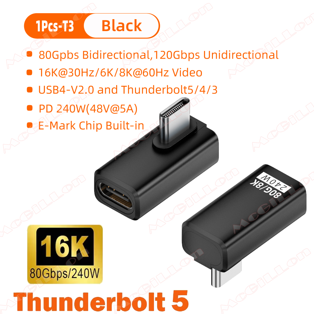 Thunderbolt 5 PD240W USB4 V2.0 Type-C naar Type C snellaadadapterconverter 80 Gbps dataconnector 8K bij 60 Hz USB C OTG-adapter: Bruin