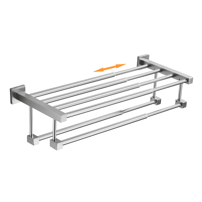 Bathroom Retractable Bath Towel Rack Black, Gold Multifunctional Bathroom Drying Towel Hanging Rod Brush Nickel Stainless Steel: Yellow