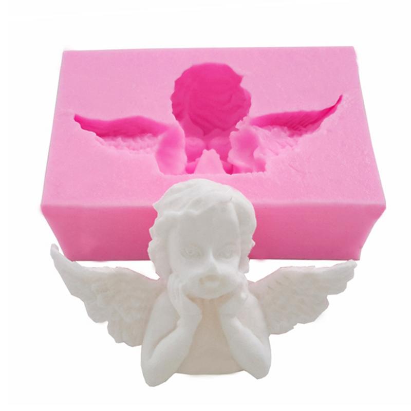 3d tegneserie engle form silikone fondant forsyninger håndlavet gips form gør-det-selv kage dekoration tilbehør værktøjer bageform: Lyserød