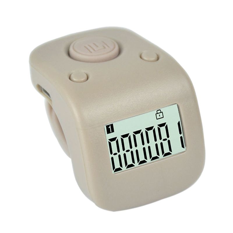 Mini Rechargeable Digital LCD Electronic Finger Ring Hand Tally Counter Six/6 Digit beads/Prayer Counter Clicker: Gray