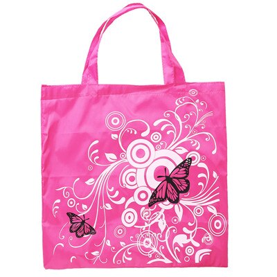 Bolsas de compras reutilizables impermeables para mujer, bolso plegable Oxford, tela de Estampados de flores de mariposa ecológica, bolsa de la compra: Rose Red