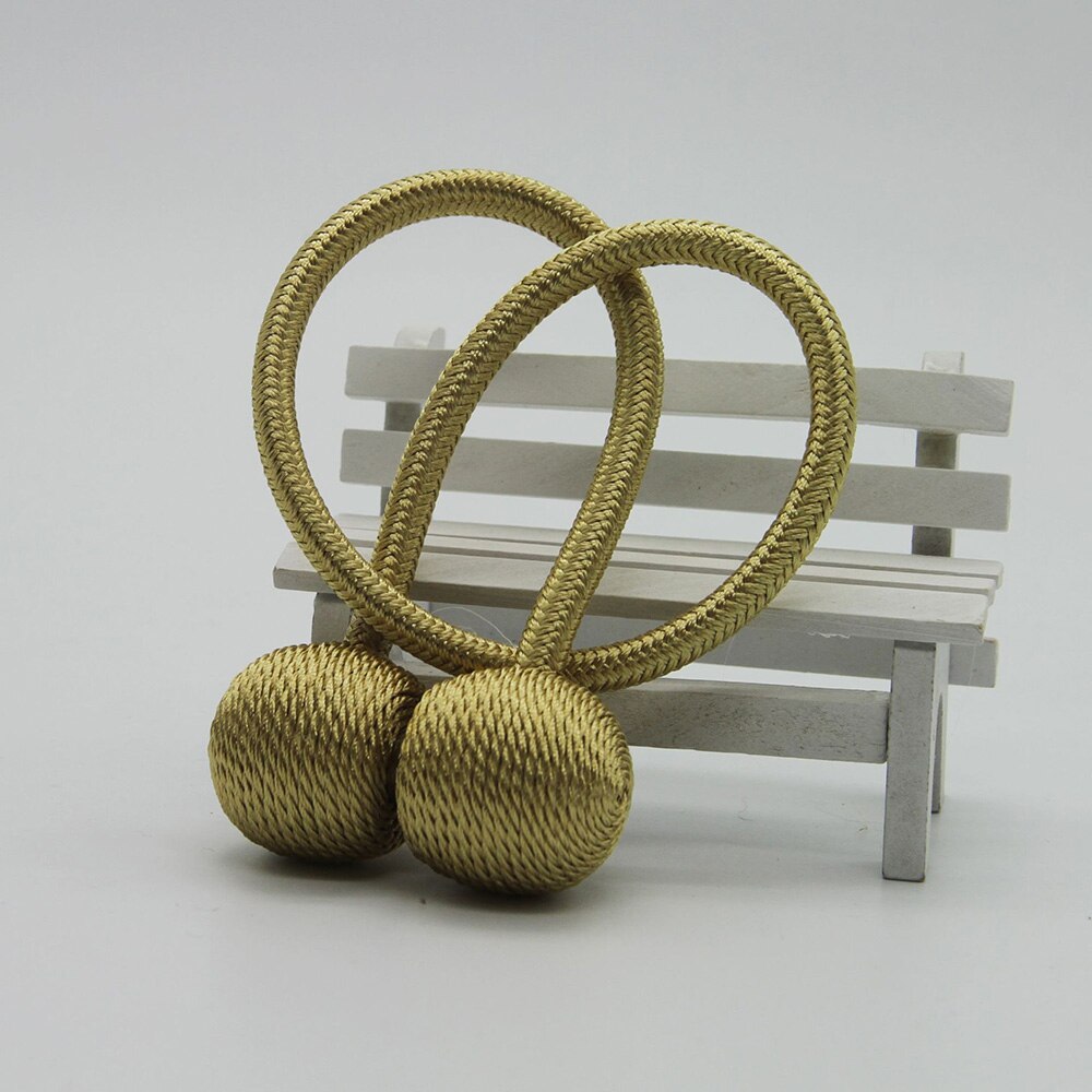 1Pc Magnetic Curtain Tieback Holder Hook Buckle Clip Curtain Tieback Polyester Decorative Home Accessorie Lanyard: golden