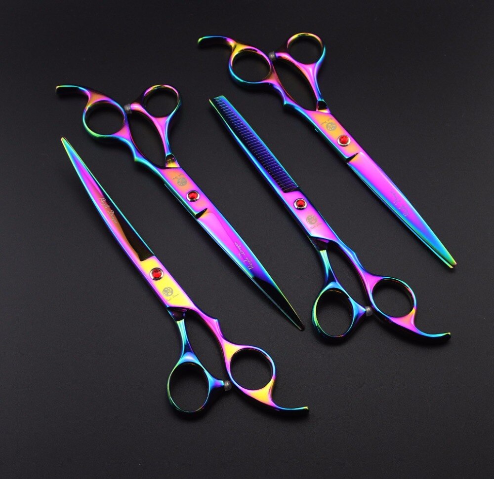 Purple dragon 7 inch Pet Scissors For Dog Grooming Straight &amp; Thinning &amp; Curved Scissors