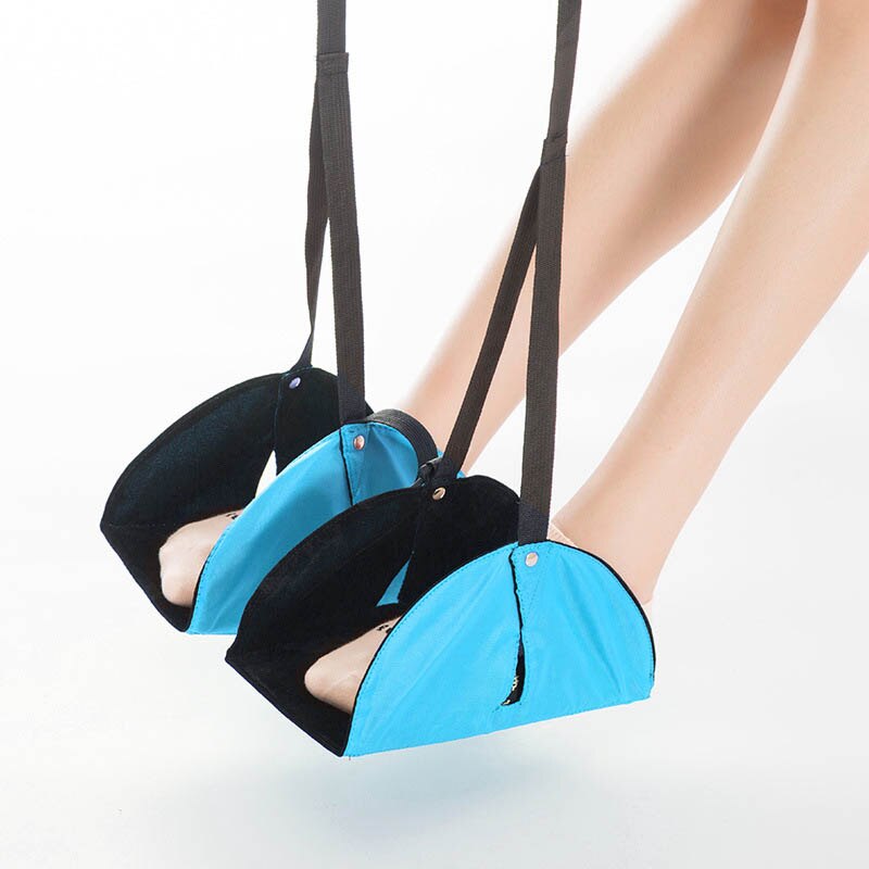 Outdoor Portable Footrest Polyester Flight Foot Rest Pillows Travel Airplane Leg Hammock Relieve Feet Swelling Footrest: double lake blue