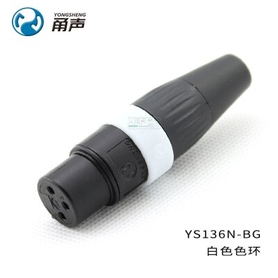 Genuine YONGSHENG (NEUTRIK) YS136N-B Black nickel plated cannon XLR three-core balanced cannon female plug with Color Ring: WHITE