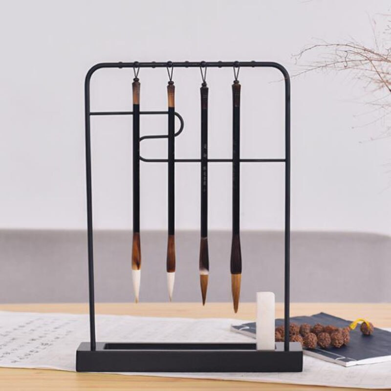 Wood Pen Hanging Brush Calligraphy Pen Holder Resting Steel Frame Four Treasures Calligraphy Frame Accessories Kit