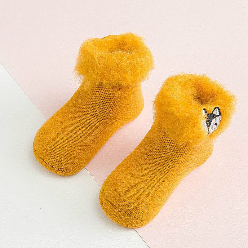 Winter Dikke Warme Badstof Leuke Sokken Cartoon Dieren Sokken Warmer Baby Baby Meisjes Jongens Sok Peuter Warm sok 0-3Y: YELLOW / 0-1Y