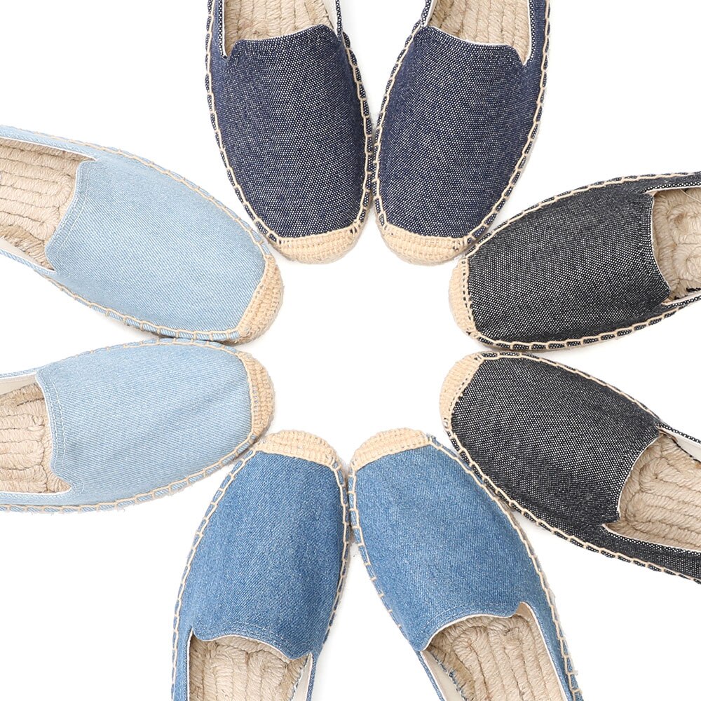Alpargatas informales de tela vaquera para Mujer, Zapatillas de deporte de lino con dibujos animados, ,