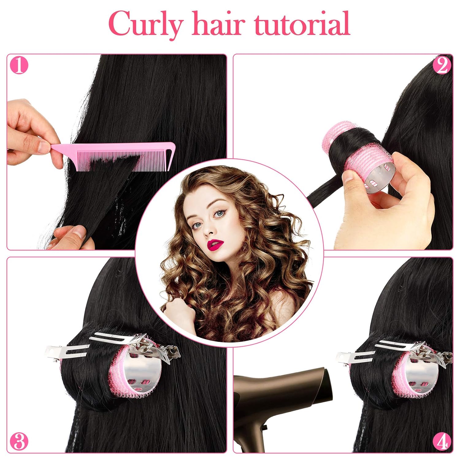 12 rulos de pelo autoagarre, rulos de pelo térmicos de aluminio para rizos de volumen y todo el día, para cabello corto, medio y largo