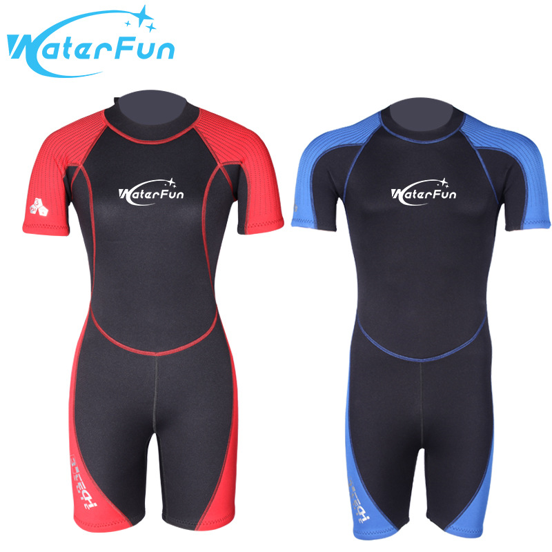 3mm Neoprene Wetsuit Mens women Short Sleeve Surfing Scuba Diving Bathing Suit Snorkeling kayaking Swimming Shorty Jumpsuit