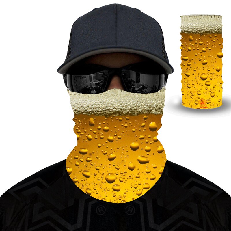 Print øl dag cool 3d sømløs ansigtsmaske motorcykel hovedbeklædning magisk tørklæde udendørs cykling fiskeri ski vandre bandanas: Mj240
