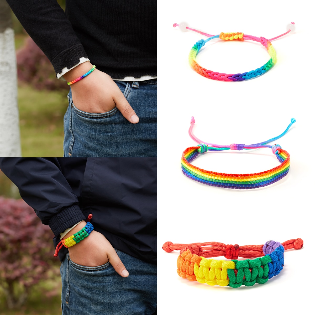 Lgbt Gay Pride Regenboog Armband Voor Vrouwen Mannen Handgemaakte Gevlochten Kleurrijke Touw Paar Armband Sieraden Vriendschap