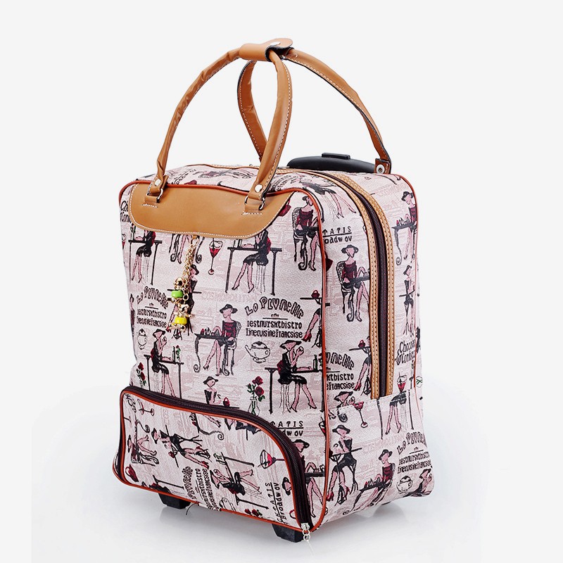 Trolley taske kommerciel rejse bagage tasker carry-on pu læder 20 tommer 36l-55l rullende duffle poser vandtæt: Urban skønhed